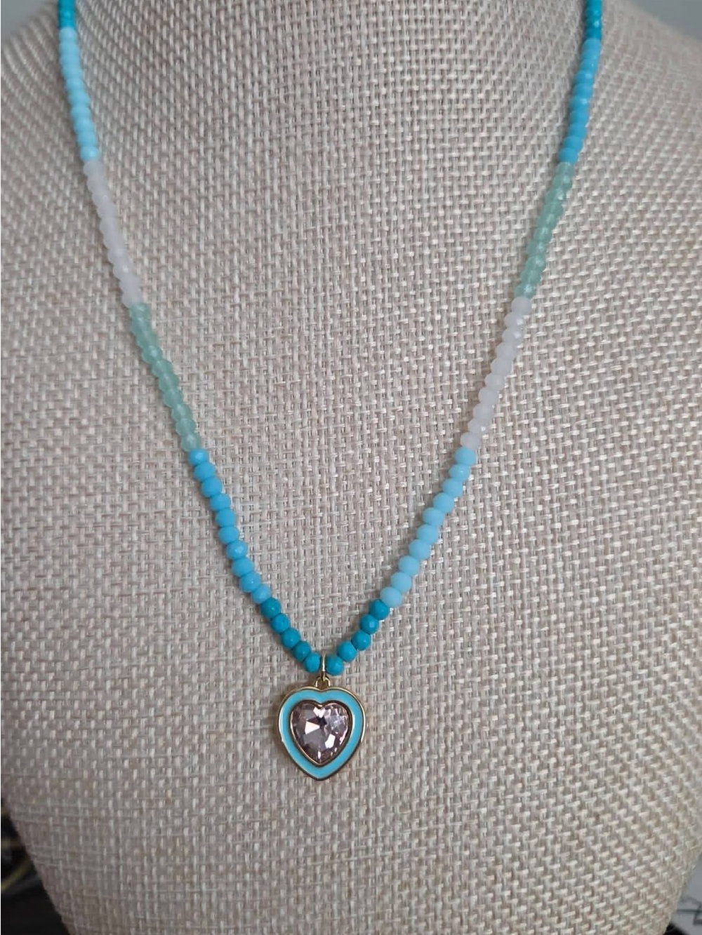 Beautiful Park Lane Beaded Turquoise Heart Pendant Necklace - Women's Jewelry.